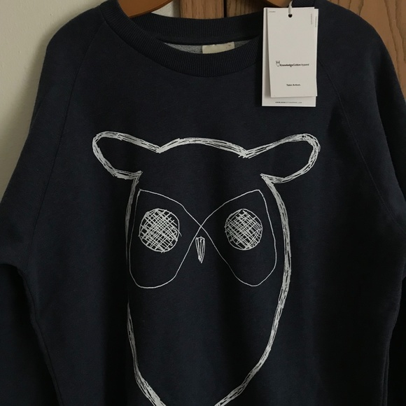 Knowledge Cotton Apparel Blue Owl Sweatshirt NWT X - Picture 3 of 3